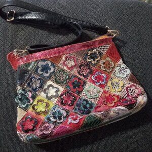 3D Flower Leather Snakeskin Purse